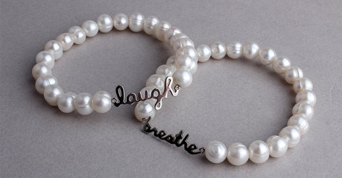 Sterling Silver Bracelet with 7-8mm Ringed Shape Freshwater Pearl