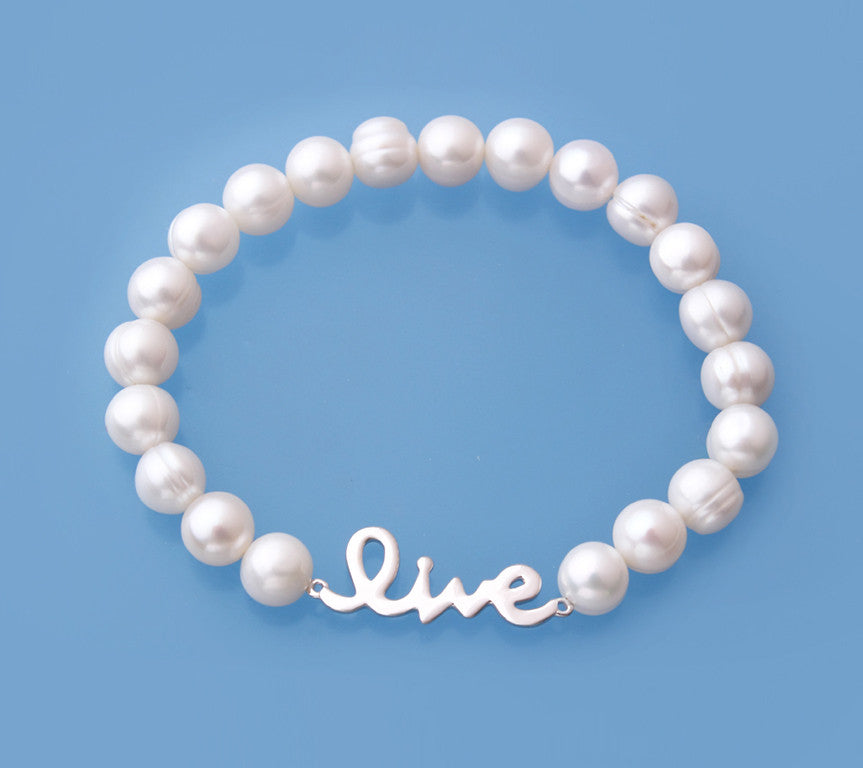Sterling Silver Bracelet with 7-8mm Ringed Shape Freshwater Pearl - Wing Wo Hing Jewelry Group - Pearl Jewelry Manufacturer