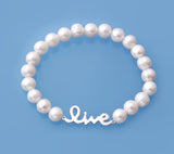 Sterling Silver Bracelet with 7-8mm Ringed Shape Freshwater Pearl - Wing Wo Hing Jewelry Group - Pearl Jewelry Manufacturer