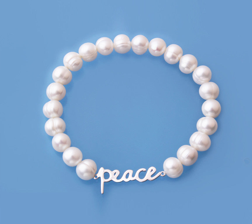 Sterling Silver Bracelet with 7-8mm Ringed Shape Freshwater Pearl - Wing Wo Hing Jewelry Group - Pearl Jewelry Manufacturer