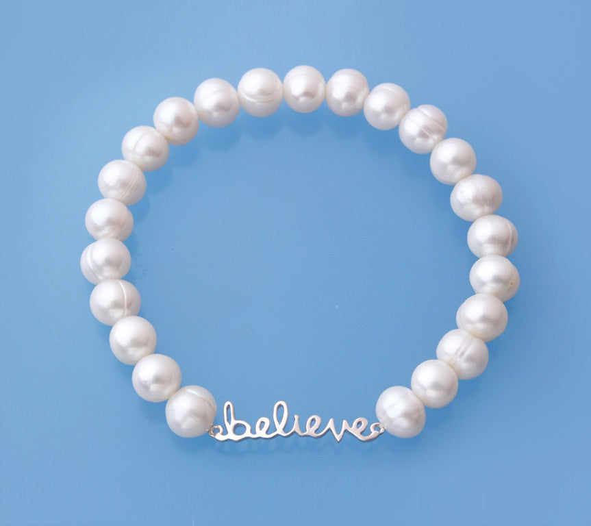 Sterling Silver Bracelet with 7-8mm Ringed Shape Freshwater Pearl - Wing Wo Hing Jewelry Group - Pearl Jewelry Manufacturer