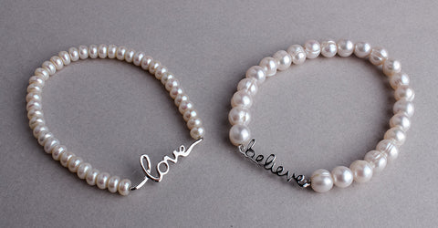 Sterling Silver Bracelet with 7-8mm Ringed Shape Freshwater Pearl