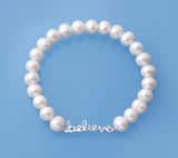 Sterling Silver Bracelet with 7-8mm Ringed Shape Freshwater Pearl - Wing Wo Hing Jewelry Group - Pearl Jewelry Manufacturer