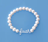 Sterling Silver Bracelet with 7-8mm Ringed Shape Freshwater Pearl - Wing Wo Hing Jewelry Group - Pearl Jewelry Manufacturer