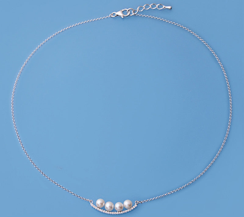 Sterling Silver Pendant with 5.5-6mm Round Shape Freshwater Pearl and Cubic Zirconia - Wing Wo Hing Jewelry Group - Pearl Jewelry Manufacturer