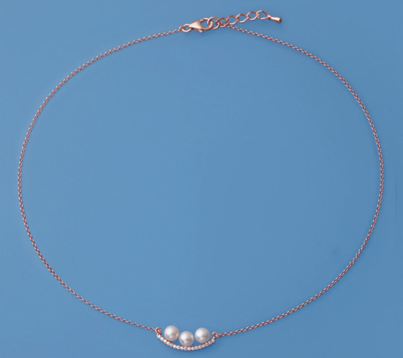 Rose Gold Plated Silver Pendant with 5.5-6mm Round Shape Freshwater Peal and Cubic Zirconia - Wing Wo Hing Jewelry Group - Pearl Jewelry Manufacturer