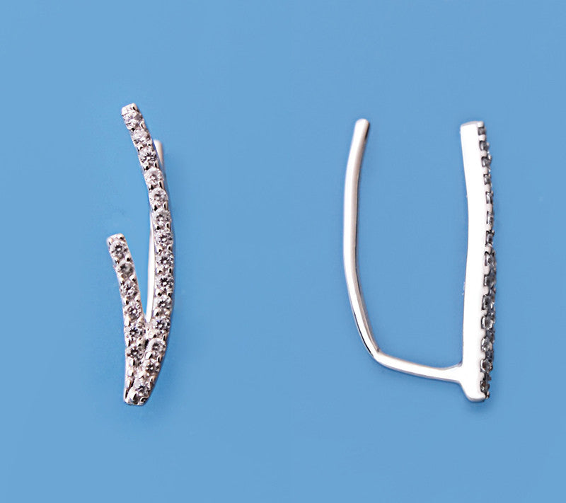Sterling Silver Earrings with Cubic Zirconia - Wing Wo Hing Jewelry Group - Pearl Jewelry Manufacturer