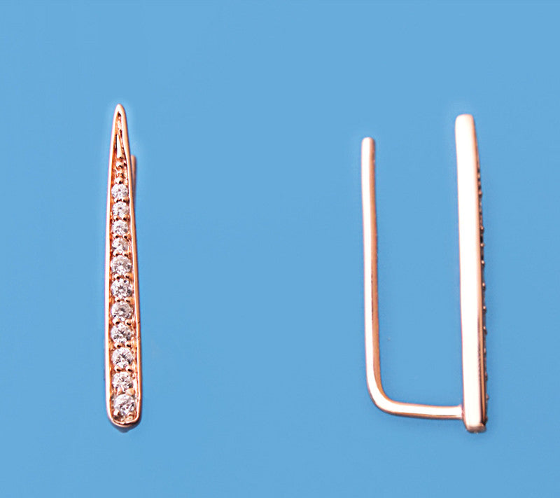 Rose Gold Plated Silver Earrings with Cubic Zirconia - Wing Wo Hing Jewelry Group - Pearl Jewelry Manufacturer