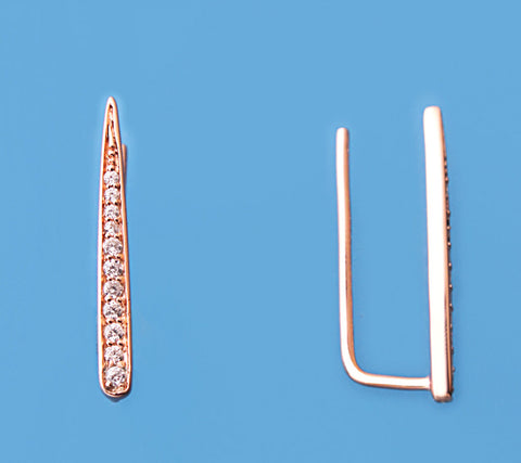 Rose Gold Plated Silver Earrings with Cubic Zirconia
