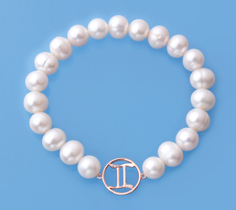 Rose Gold Plated Silver Bracelet with 8-9mm Ringed Shape Freshwater Pearl - Wing Wo Hing Jewelry Group - Pearl Jewelry Manufacturer