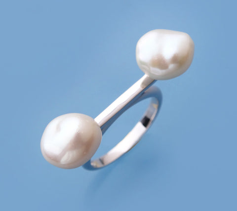Sterling Silver Ring with 9-10mm Baroque Shape Freshwater Pearl
