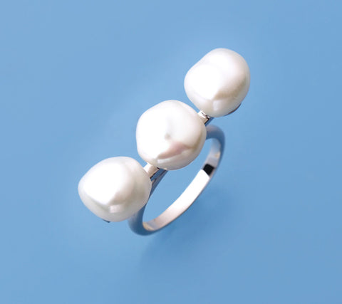 Sterling Silver Ring with 9-10mm Baroque Shape Freshwater Pearl