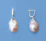 Sterling Silver Earrings with 14-15mm Baroque Shape Freshwater Pearl - Wing Wo Hing Jewelry Group - Pearl Jewelry Manufacturer