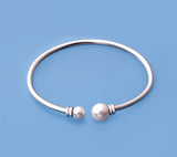 Sterling Silver Bangle with Round Shape Freshwater Pearl - Wing Wo Hing Jewelry Group - Pearl Jewelry Manufacturer