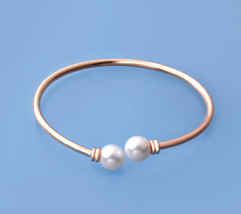 Rose Gold Plated Silver with 8.5-9mm Round Shape Freshwater Pearl