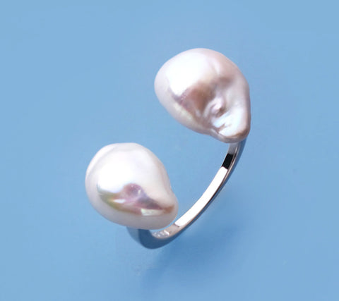 Sterling Silver with Baroque Shape Freshwater Pearl Ring