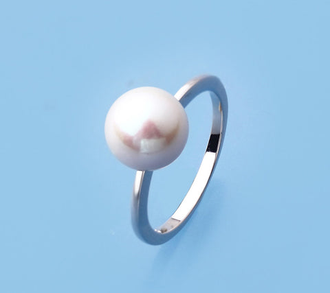 Sterling Silver Ring with 8.5-9mm Round Shape Freshwater Pearl
