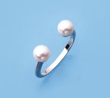 Sterling Silver Ring with 5.5-6mm Button Shape Freshwater Pearl - Wing Wo Hing Jewelry Group - Pearl Jewelry Manufacturer