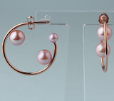 Rose Gold Plated Silver Earrings with 4.5-8mm Round Shape Freshwater Pearl - Wing Wo Hing Jewelry Group - Pearl Jewelry Manufacturer - 1