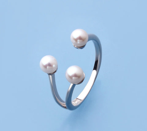 Sterling Silver Ring with 4-4.5mm Round Shape Freshwater Pearl