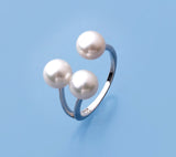 Sterling Silver Ring with 7-7.5mm Button Shape Freshwater Pearl - Wing Wo Hing Jewelry Group - Pearl Jewelry Manufacturer