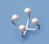 Sterling Silver Ring with 7-7.5mm Button Shape Freshwater Pearl - Wing Wo Hing Jewelry Group - Pearl Jewelry Manufacturer