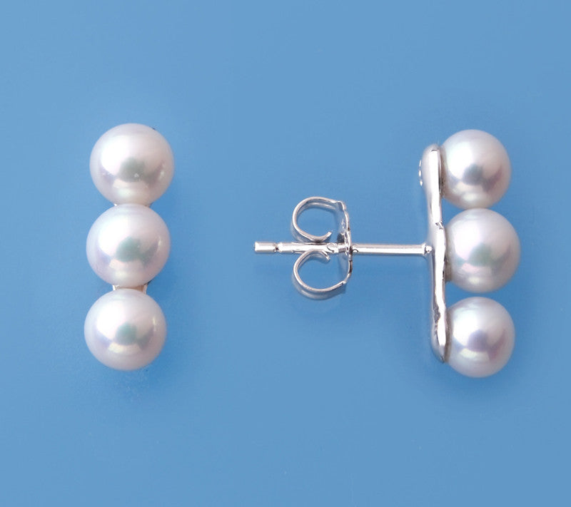 Sterling Silver Earrings with 5-5.5mm Round Shape Freshwater Pearl - Wing Wo Hing Jewelry Group - Pearl Jewelry Manufacturer