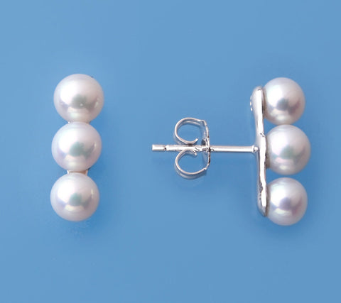 Sterling Silver Earrings with 5-5.5mm Round Shape Freshwater Pearl