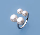 Sterling Silver Ring with Button Shape Freshwater Pearl - Wing Wo Hing Jewelry Group - Pearl Jewelry Manufacturer