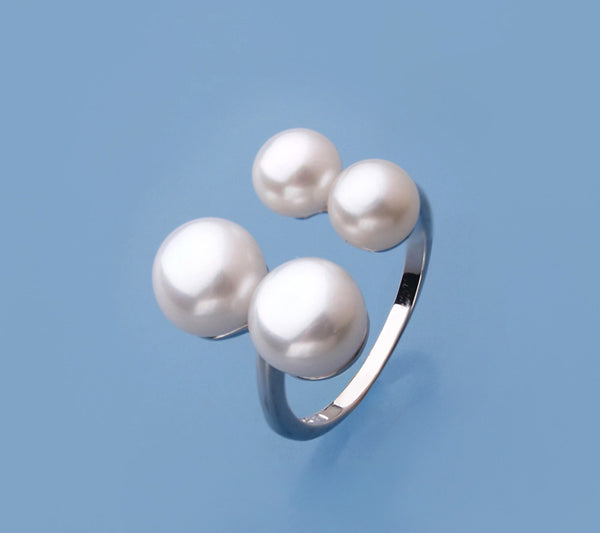 Sterling Silver Ring with Button Shape Freshwater Pearl - Wing Wo Hing Jewelry Group - Pearl Jewelry Manufacturer