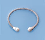 Sterling Silver Bangle with 8.5-9mm Drop Shape Freshwater Pearl - Wing Wo Hing Jewelry Group - Pearl Jewelry Manufacturer
