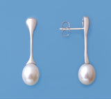Sterling Silver Earrings with 7.5-8mm Drop Shape Freshwater Pearl - Wing Wo Hing Jewelry Group - Pearl Jewelry Manufacturer