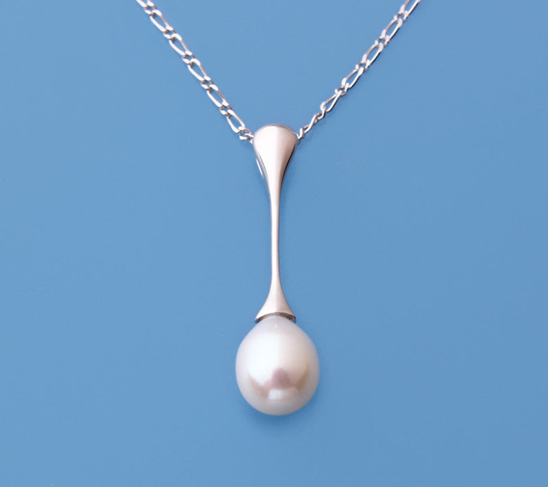 Sterling Silver Pendant with 8.5-9mm Drop Shape Freshwater Pearl - Wing Wo Hing Jewelry Group - Pearl Jewelry Manufacturer