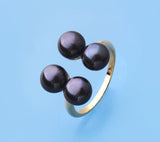 Gold Plated Silver Ring with 6.5-7mm Button Shape Freshwater Pearl - Wing Wo Hing Jewelry Group - Pearl Jewelry Manufacturer