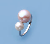 Sterling Silver with 7-10.5mm Button Shape Freshwater Pearl Ring - Wing Wo Hing Jewelry Group - Pearl Jewelry Manufacturer