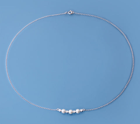 Sterling Silver Pendant with 4.5-5mm Button Shape Freshwater Pearl and Cubic Zirconia