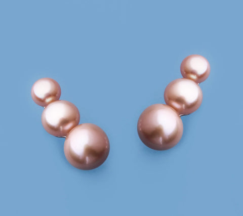 Sterling Silver with 5-7.5mm Button Shape Freshwater Pearl Earrings