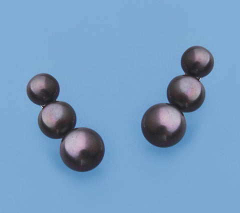 Sterling Silver with 5-7.5mm Button Shape Freshwater Pearl Earrings