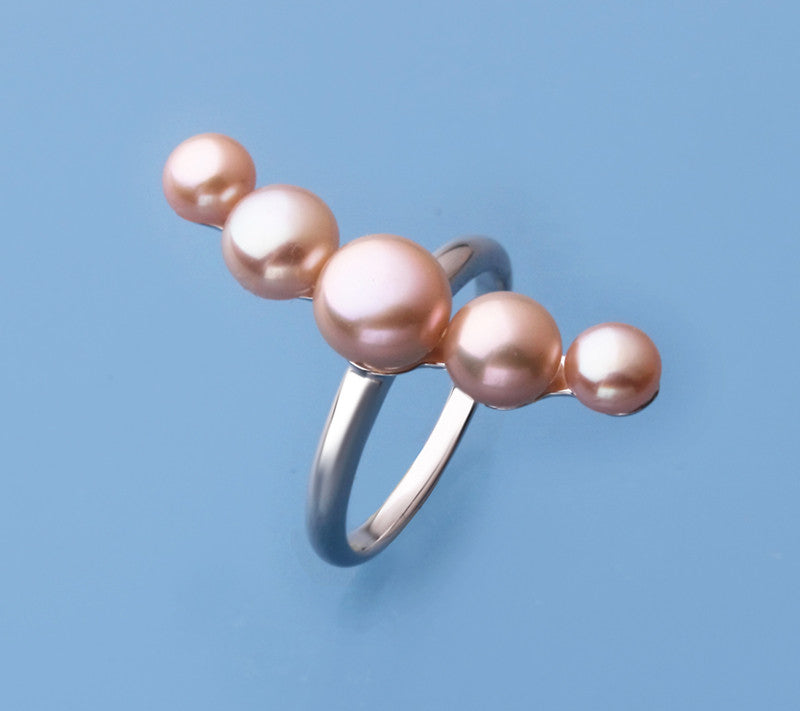 Sterling Silver Ring with Button Shape Freshwater Pearl - Wing Wo Hing Jewelry Group - Pearl Jewelry Manufacturer