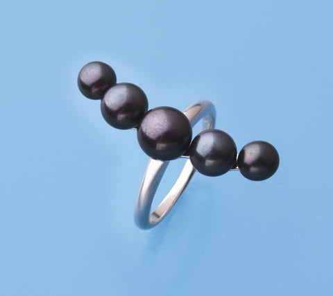 Sterling Silver Ring with Button Shape Freshwater Pearl