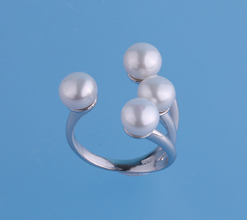 Sterling Silver Ring with 7-7.5mm Button Shape Freshwater Pearl - Wing Wo Hing Jewelry Group - Pearl Jewelry Manufacturer