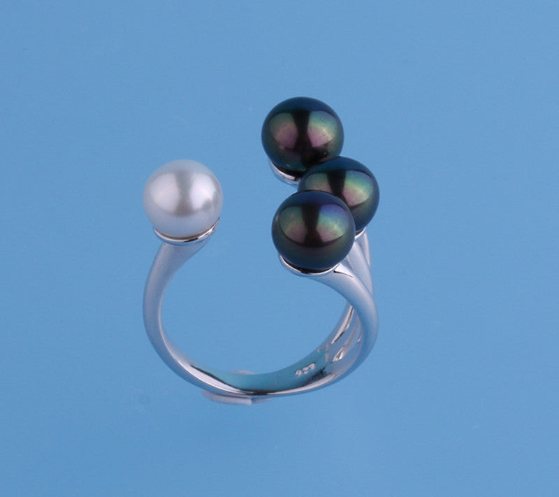 Sterling Silver Ring with 7-7.5mm Button Shape Freshwater Pearl - Wing Wo Hing Jewelry Group - Pearl Jewelry Manufacturer
