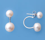 Sterling Silver with 7-9mm Button Shape Freshwater Pearl Earrings - Wing Wo Hing Jewelry Group - Pearl Jewelry Manufacturer