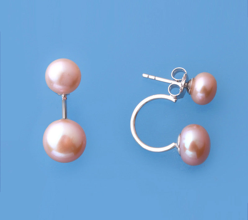 Sterling Silver Earrings with Button Shape Freshwater Pearl - Wing Wo Hing Jewelry Group - Pearl Jewelry Manufacturer