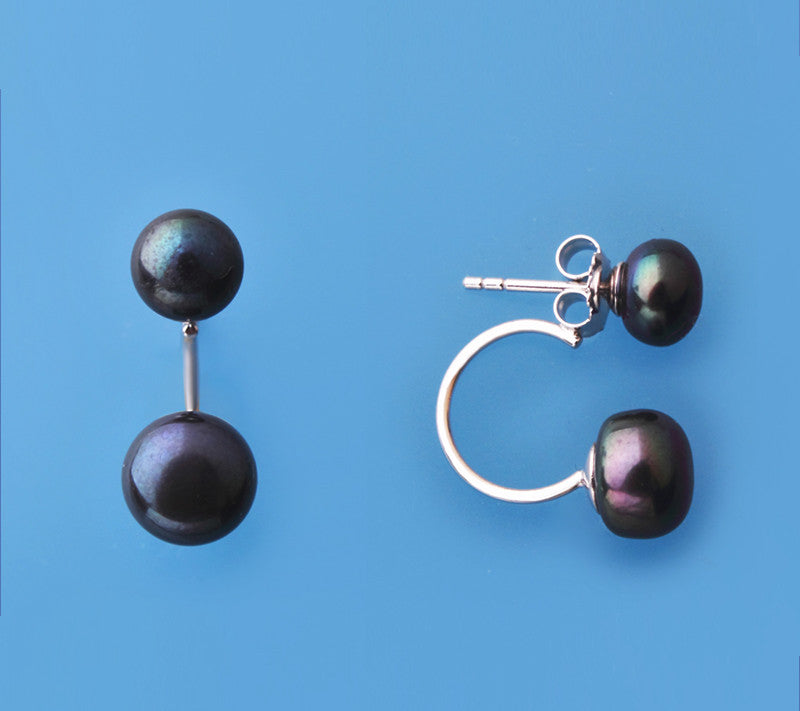 Sterling Silver Earrings with Button Shape Freshwater Pearl - Wing Wo Hing Jewelry Group - Pearl Jewelry Manufacturer