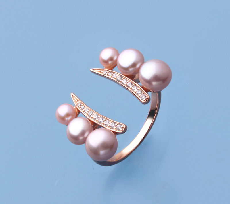 Sterling Silver Ring with Button Shape Freshwater Pearl and Cubic Zirconia - Wing Wo Hing Jewelry Group - Pearl Jewelry Manufacturer