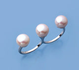 Sterling Silver Ring with 9.5-10mm Button Shape Freshwater Pearl - Wing Wo Hing Jewelry Group - Pearl Jewelry Manufacturer