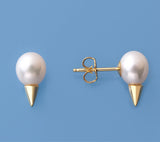 Gold Plated Silver Earrings with 7.5-8mm Drop Shape Freshwater Pearl - Wing Wo Hing Jewelry Group - Pearl Jewelry Manufacturer - 1