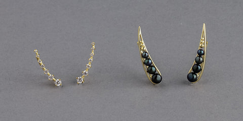 Gold Plated Silver Earrings with 3-5.5mm Button Shape Freshwater Pearl