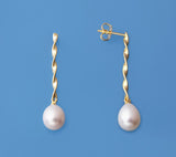 Gold Plated Silver Earrings with 8-8.5mm Drop Shape Freshwater Pearl - Wing Wo Hing Jewelry Group - Pearl Jewelry Manufacturer